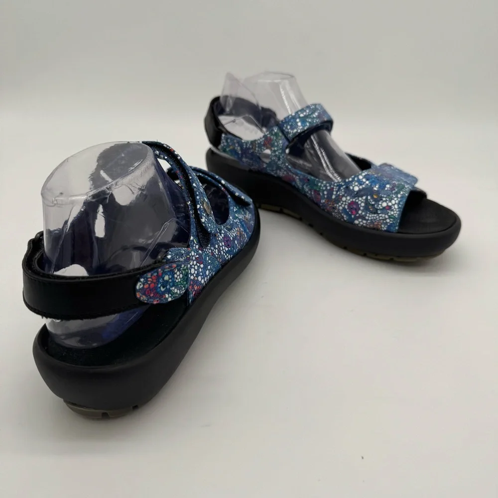 Wolky Pichu Blue Multicolor Leather Adjustable Sandal Size 42/11